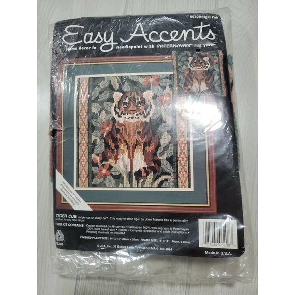 JCA Easy Accents #06208 Tiger Cub Pillow Needlepoint Kit - Picture 1 of 2